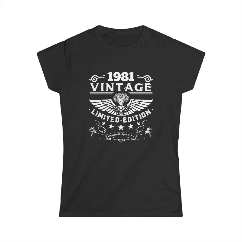 Vintage 1981 TShirt Women Limited Edition BDay 1981 Birthday Women Tops Classic Short Sleeve Tunic Vintage 1981 TShirt Women Limited Edition BDay 1981 Birthday Women Tops Classic Short Sleeve Tunic
