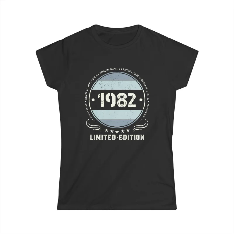 Vintage 1982 T Shirts for Women Retro Funny 1982 Birthday Women Shirts Classic Button-Up Short Tee Vintage 1982 T Shirts for Women Retro Funny 1982 Birthday Women Shirts Classic Button-Up Short Tee