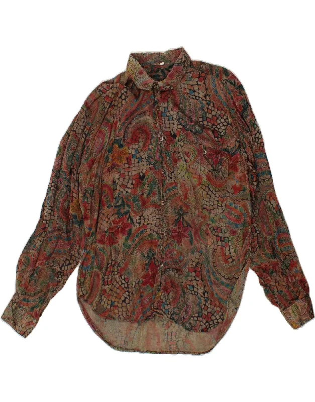 VINTAGE Womens Shirt Blouse UK 18 XL Multicoloured Paisley Viscose Relaxed Button-Down Short Shirt