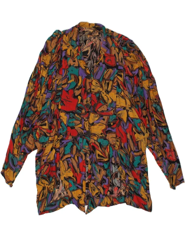 VINTAGE Womens Shirt Blouse UK 20 2XL Multicoloured Trendy Ruffled Short Sleeve