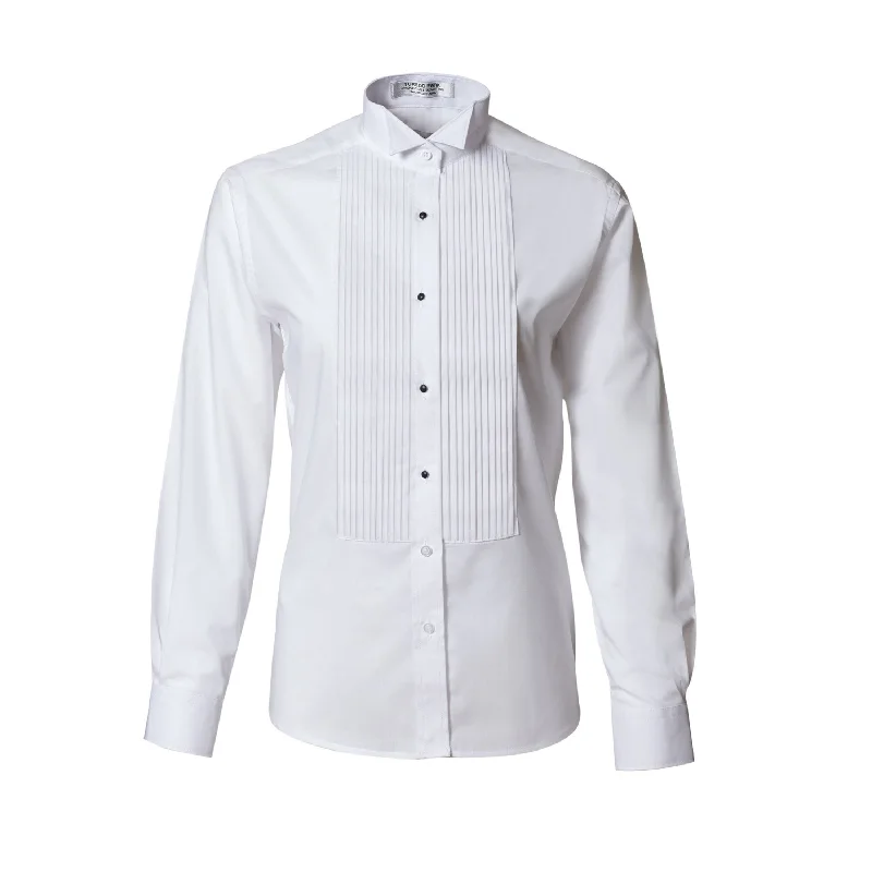 White Wing Tip 1/4" Pleat Shirt for Women - Unpackaged Fashionable Tied Short Sleeve White Wing Tip 1/4" Pleat Shirt for Women - Unpackaged Fashionable Tied Short Sleeve