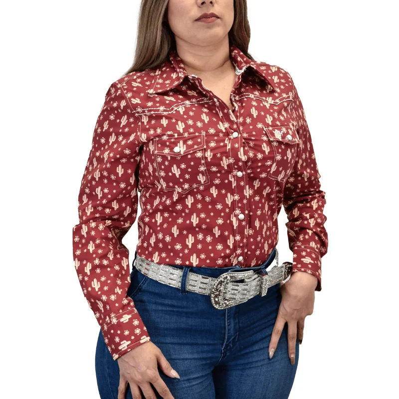 Women's Cowgirl Hardware Burgundy Daisy Cactus Long Sleeve Western Shirt Fashionable Short Sleeve Vest Women's Cowgirl Hardware Burgundy Daisy Cactus Long Sleeve Western Shirt Fashionable Short Sleeve Vest