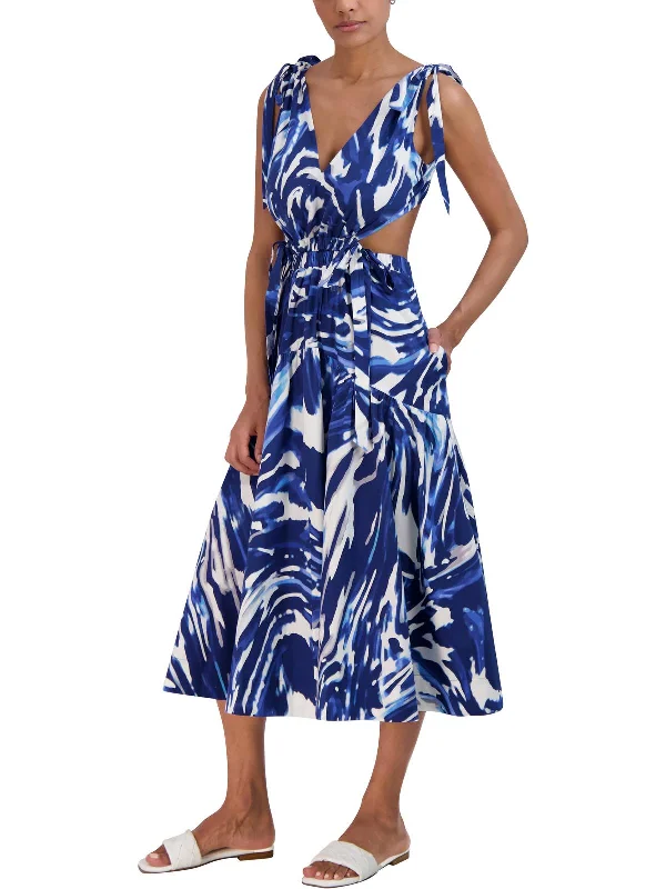 Womens Cut-Out Tie Shoulder Midi Dress Fashionable Fitted Midi Dress