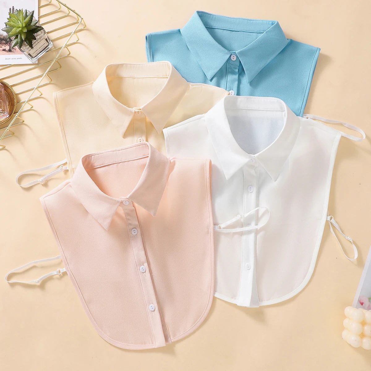 Women's Half Shirt Style Fake Collar Professional Casual Decoration Collar Chiffon White Blue Pink Khaki Four Piece Set Modern Casual Short Sleeve Women's Half Shirt Style Fake Collar Professional Casual Decoration Collar Chiffon White Blue Pink Khaki Four Piece Set Modern Casual Short Sleeve