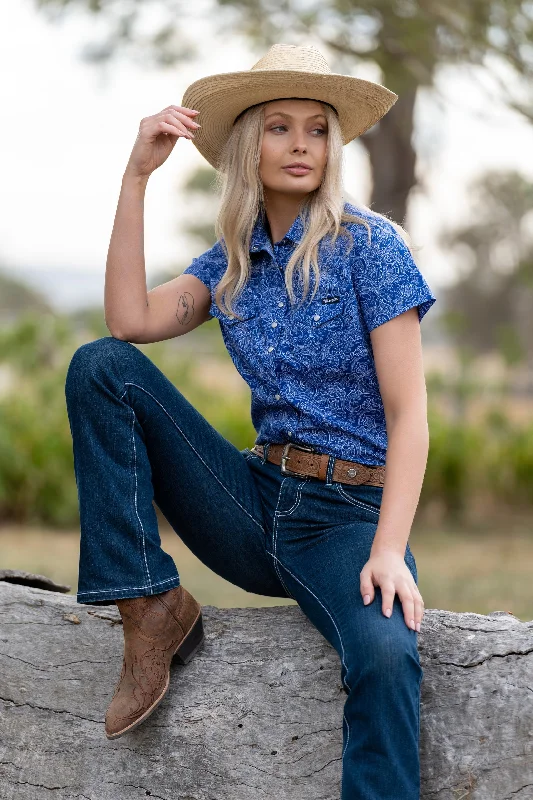 Wrangler Ladies Sheilah S/S Shirt - Blue/White - X3S2132599 Casual Cotton Short Shirt Wrangler Ladies Sheilah S/S Shirt - Blue/White - X3S2132599 Casual Cotton Short Shirt