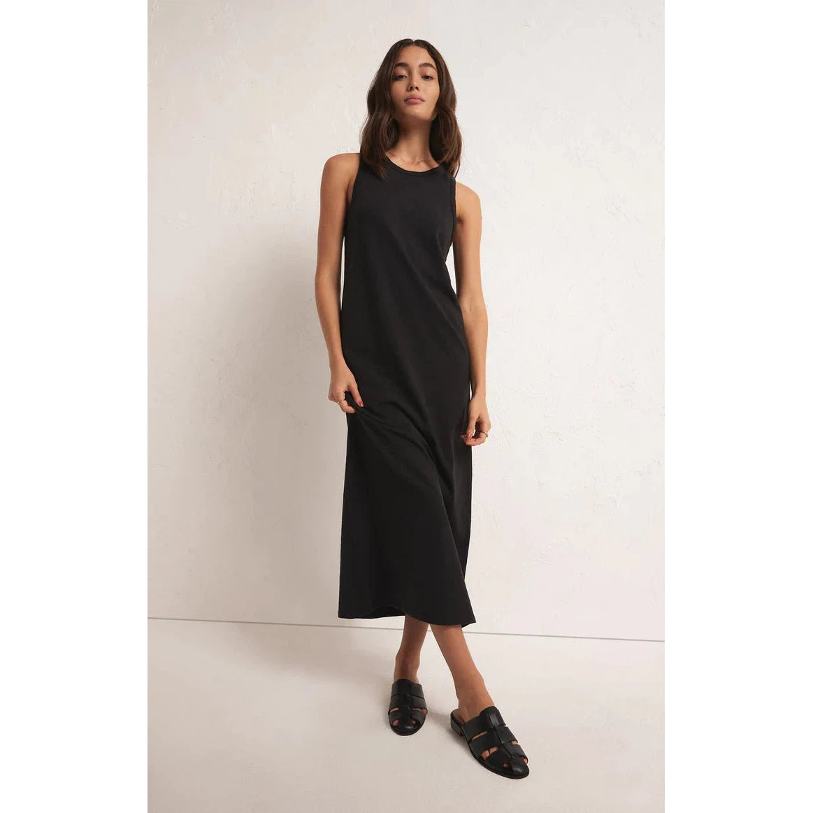 Z Supply Mystic Midi Dress - Black Comfortable Lace-Up Midi Dress