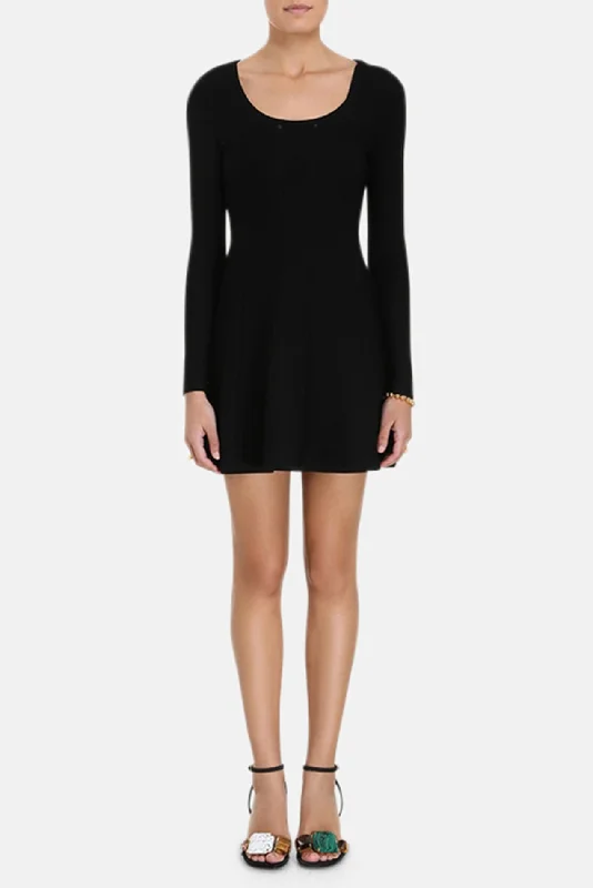 Luminosity Knit Panelled Mini Dress Black Cozy Cotton Mini Dress