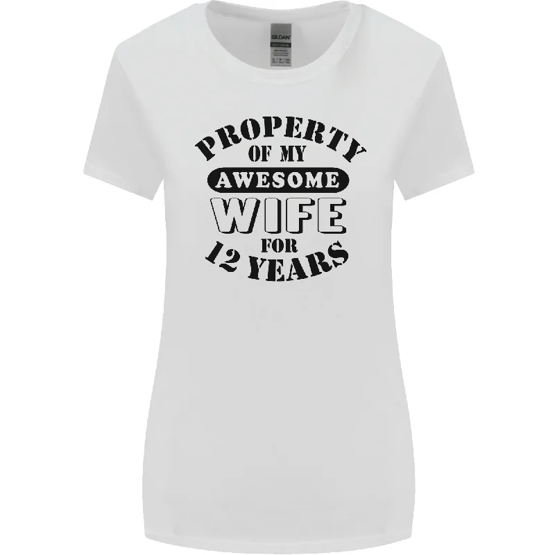 12th Wedding Anniversary 12 Year Funny Wife Womens Wider Cut T-Shirt Anti-Shrink Durable Soft