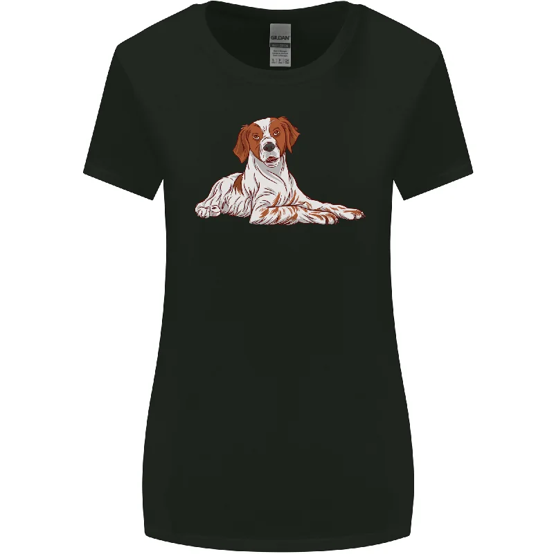 A Epagneul Breton Dog Womens Wider Cut T-Shirt Knit Fabric Woven Fabric Fleece Fabric A Epagneul Breton Dog Womens Wider Cut T-Shirt Knit Fabric Woven Fabric Fleece Fabric
