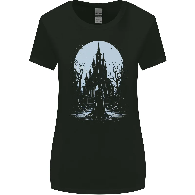 A Fantasy Haunted House Halloween Spooky Womens Wider Cut T-Shirt Fashionable Trendy Casual A Fantasy Haunted House Halloween Spooky Womens Wider Cut T-Shirt Fashionable Trendy Casual