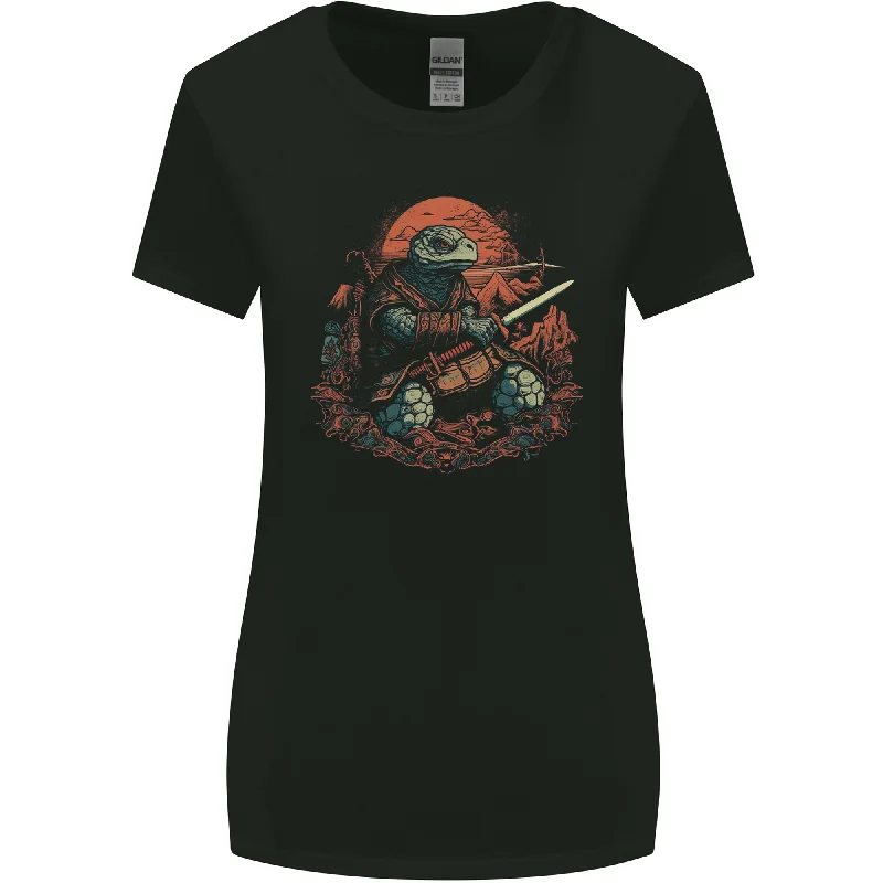 A Fantasy Samurai Turtle Tortoise Womens Wider Cut T-Shirt Fashionable Trendy Casual A Fantasy Samurai Turtle Tortoise Womens Wider Cut T-Shirt Fashionable Trendy Casual