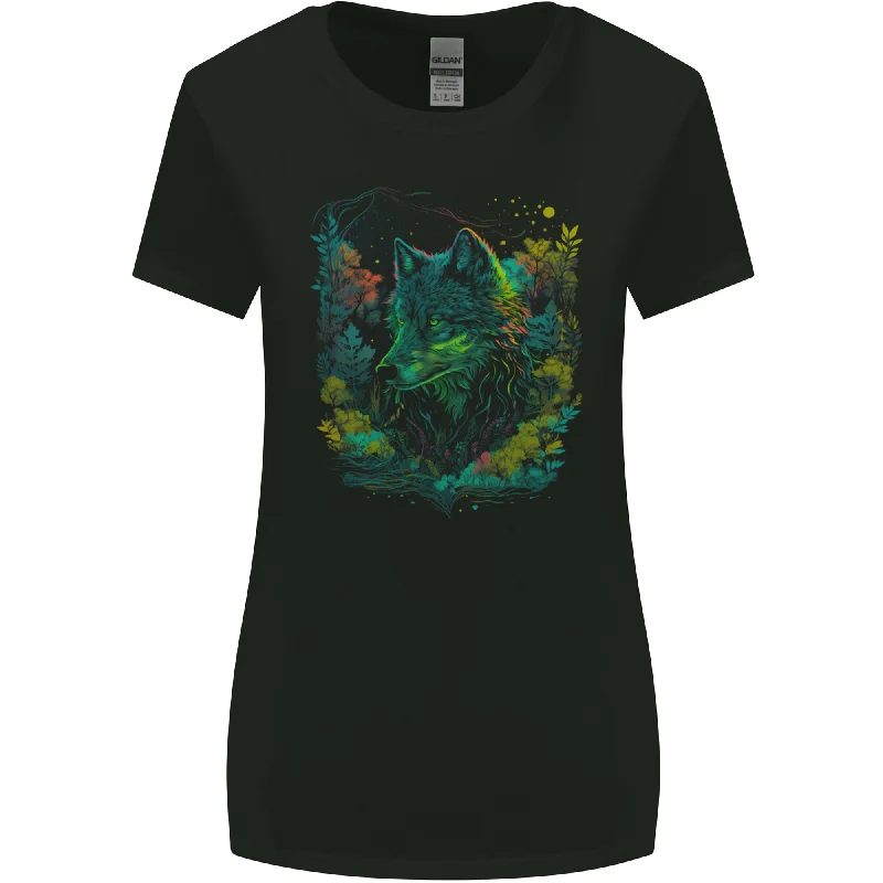 A Fantasy Wolf in the Forest Womens Wider Cut T-Shirt Layered Multi-layer Single Layer A Fantasy Wolf in the Forest Womens Wider Cut T-Shirt Layered Multi-layer Single Layer