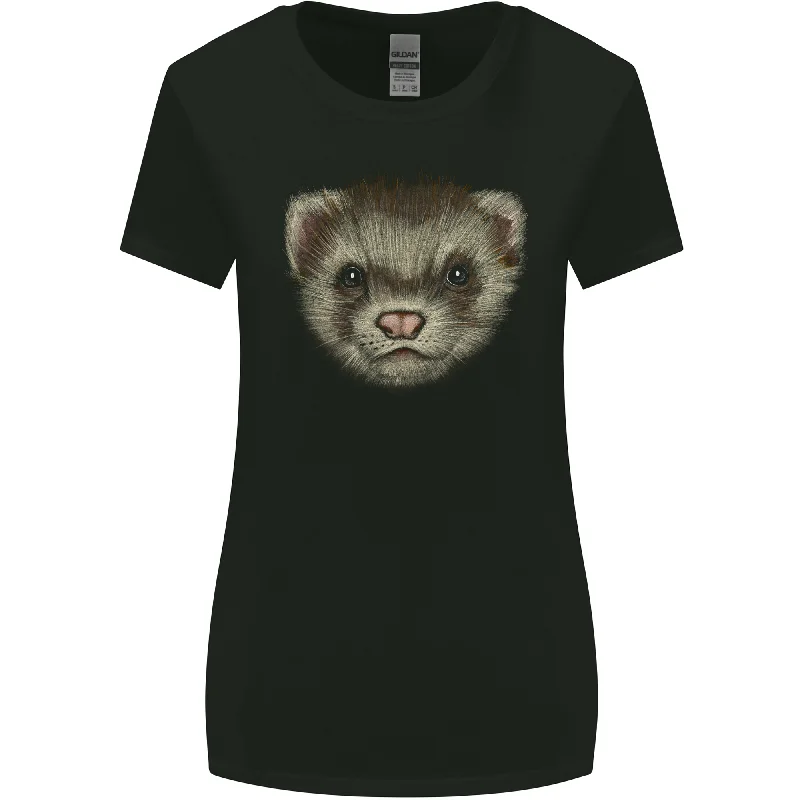 A Ferret Head Womens Wider Cut T-Shirt Chenille Brocade Lace