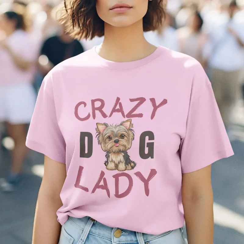 Crazy Dog Lady Round Neck Half Sleeve Classic T-Shirt Terry Blend Velvet Blend Canvas Blend