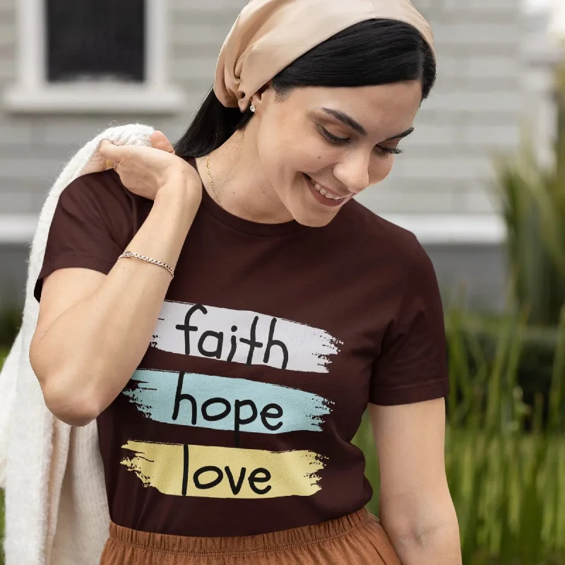 Faith, Hope, Love Round Neck Half Sleeve Classic T-Shirt Hooded Caped Shawl Collar