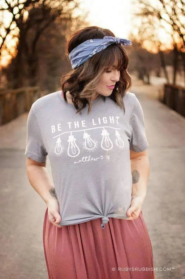 Be the Light | Christian T-Shirt Striped Floral Plaid