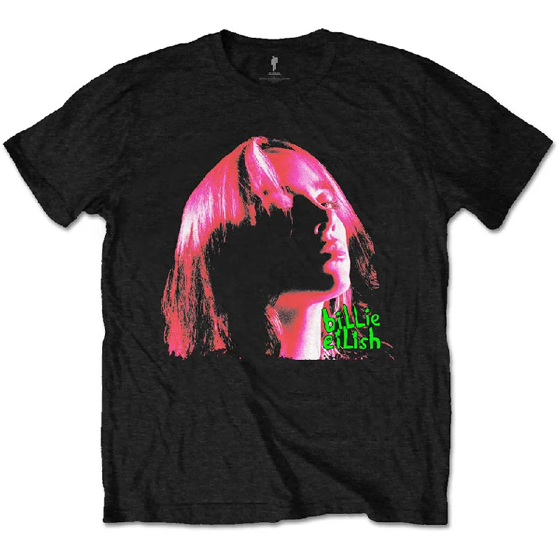 Billie Eilish | Official Band T-Shirt | Neon Shadow Pink Elasticated Padded Insulated