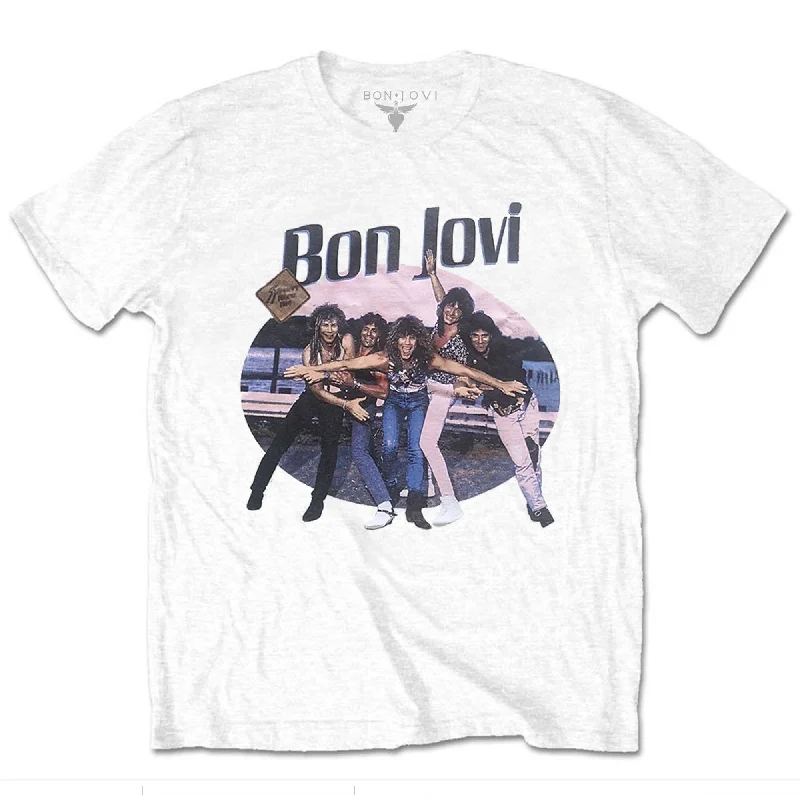 Bon Jovi | Official Band T-Shirt | Breakout Solid Color Striped Floral