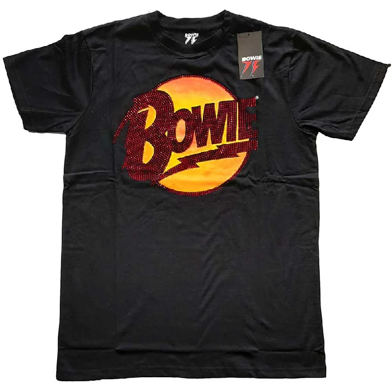 David Bowie | Official Band T-Shirt | Diamond Dogs Logo (Diamante) Iron Safe Non-Iron Wrinkle Free David Bowie | Official Band T-Shirt | Diamond Dogs Logo (Diamante) Iron Safe Non-Iron Wrinkle Free