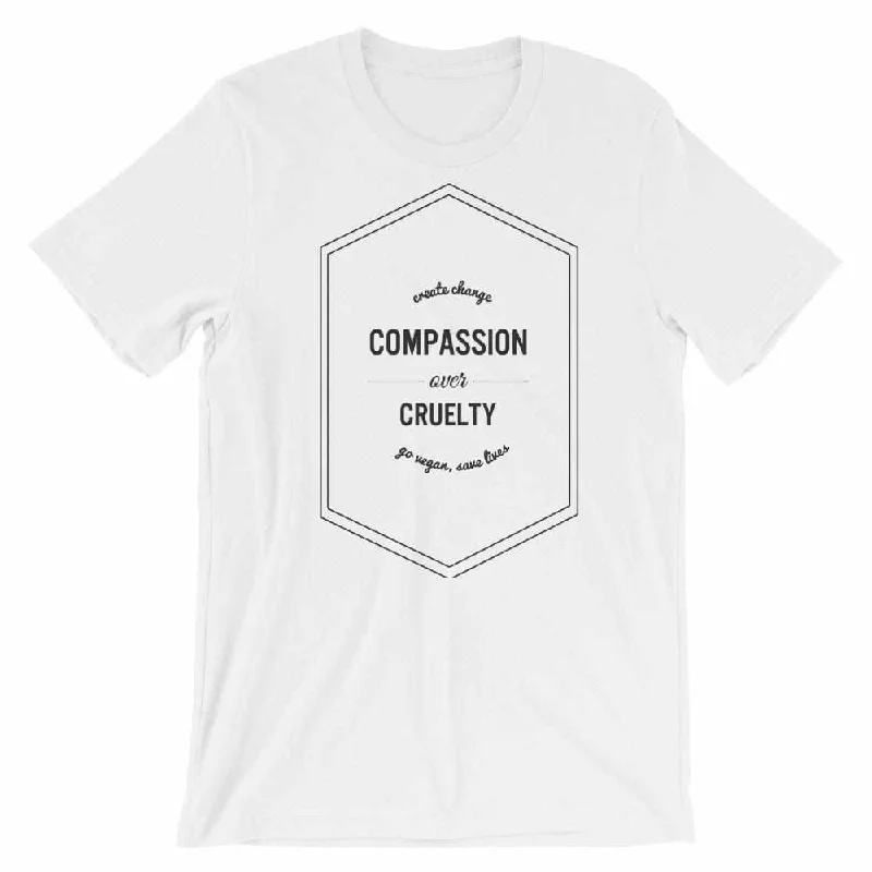 Unisex White Compassion Over Tee Front Pockets Side Pockets Patch Pockets