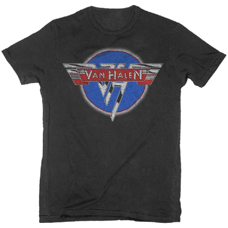 Van Halen | Official Band T-Shirt | Chrome Logo Striped Floral Plaid