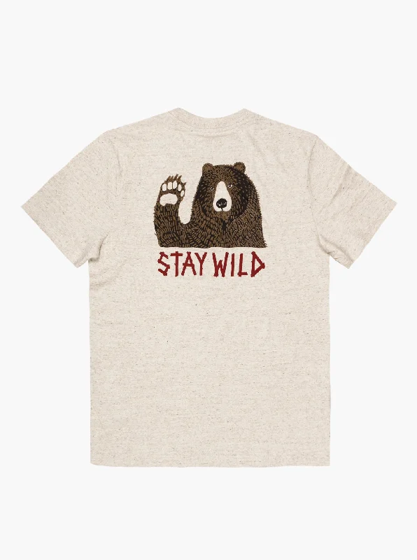 Cotton Unisex T-Shirt - Stay Wild Front Pockets Side Pockets Patch Pockets