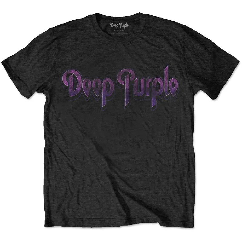 Deep Purple | Official Band T-Shirt | Vintage Logo Boxy Fit Fitted Loose