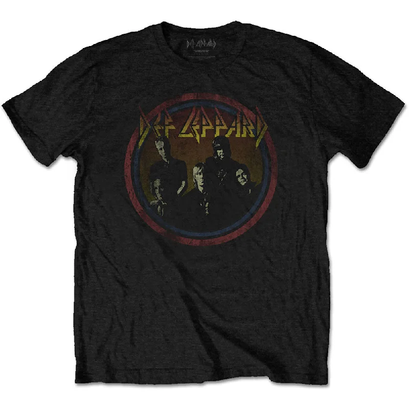 Def Leppard | Official Band T-Shirt | Vintage Circle Basic T-Shirt Crew Neck Short Sleeve Def Leppard | Official Band T-Shirt | Vintage Circle Basic T-Shirt Crew Neck Short Sleeve