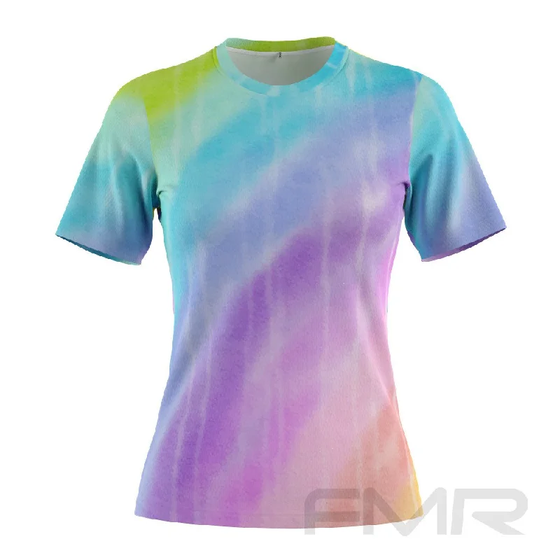 FMR Women's Rainbow Short Sleeve T-Shirt Silk Blend Satin Velvet