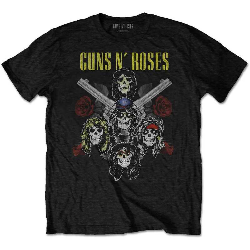 Guns N' Roses | Official Band T-Shirt | Pistols & Roses (Back Print) Hooded Caped Shawl Collar Guns N' Roses | Official Band T-Shirt | Pistols & Roses (Back Print) Hooded Caped Shawl Collar