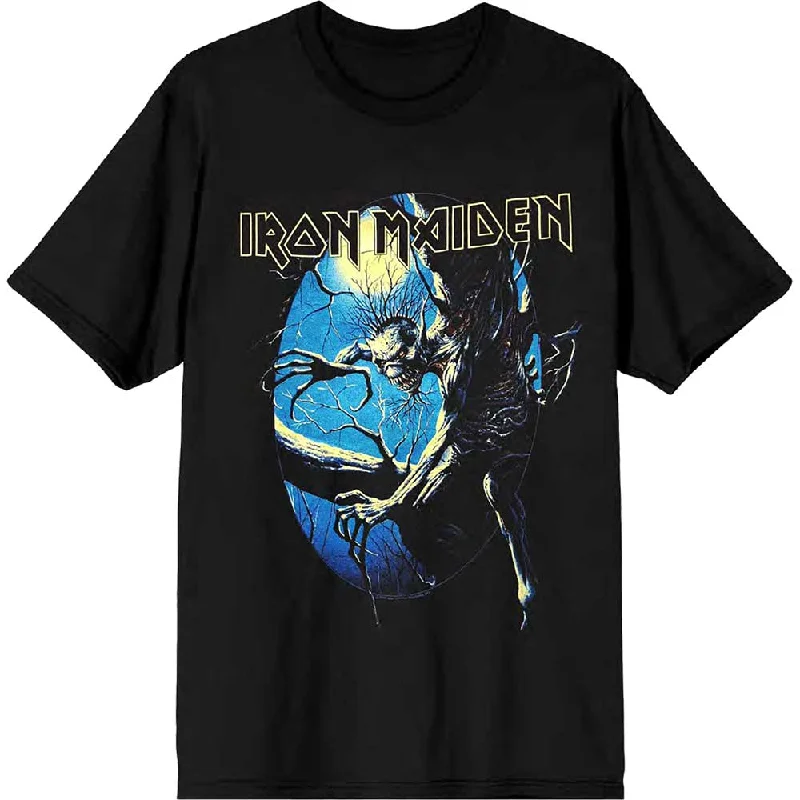 Iron Maiden | Official Band T-shirt | Fear of the Dark Oval Eddie Moon (Back Print) Print Jacquard Patchwork