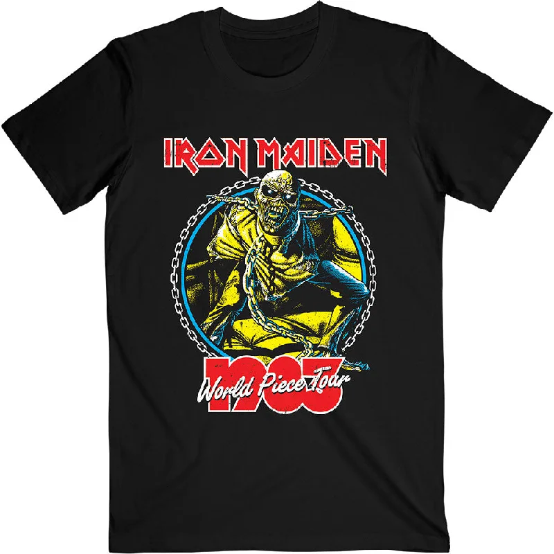 Iron Maiden | Official Band T-Shirt | World Piece Tour '83 V.2. Striped Floral Plaid Iron Maiden | Official Band T-Shirt | World Piece Tour '83 V.2. Striped Floral Plaid