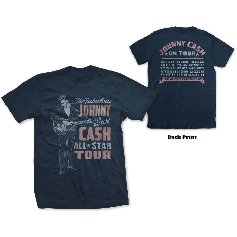 Johnny Cash | Official Band T-Shirt | All Star Tour (Back Print) Nylon Fabric Polyester Fabric Spandex Fabric Johnny Cash | Official Band T-Shirt | All Star Tour (Back Print) Nylon Fabric Polyester Fabric Spandex Fabric