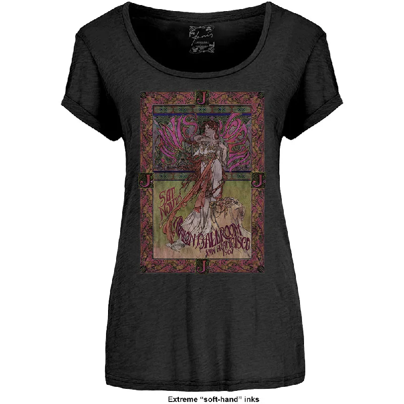 Janis Joplin Ladies T-Shirt: Avalon Ballroom '67 (Soft Hand Inks) Faux Fur Fabric Real Fur Fabric Shearling Fabric