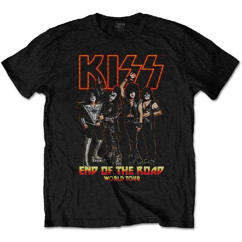 KISS T-Shirt: End Of The Road Tour (Back Print) V-Neck T-Shirt Long Sleeve Cotton