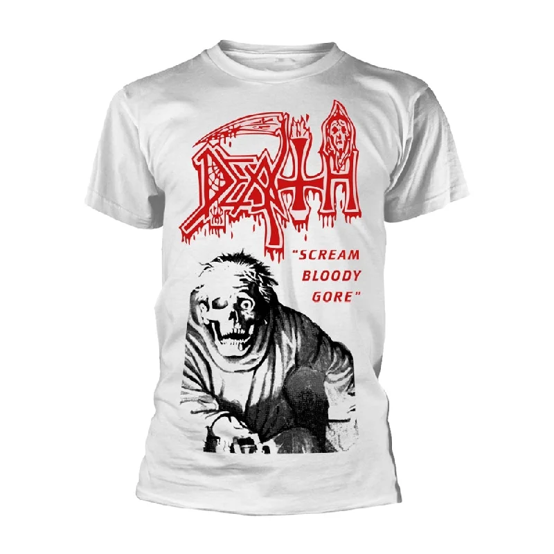 Death Unisex T-shirt: Scream Bloody Gore (back print) Satin Blend Silk Blend Wool Blend Death Unisex T-shirt: Scream Bloody Gore (back print) Satin Blend Silk Blend Wool Blend