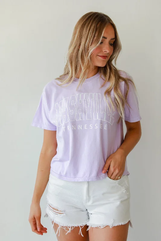 Lavender Nashville Tennessee Cropped Tee Rayon Velvet Corduroy