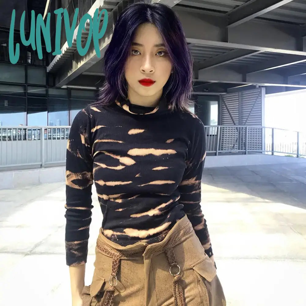 Lunivop Print Ribbed Casual T-shirt Women Long Sleeve Slim Fit Tee Shirts Spring Fall Harajuku Crop Top Women Collared Crew Neck Turtle Neck Lunivop Print Ribbed Casual T-shirt Women Long Sleeve Slim Fit Tee Shirts Spring Fall Harajuku Crop Top Women Collared Crew Neck Turtle Neck