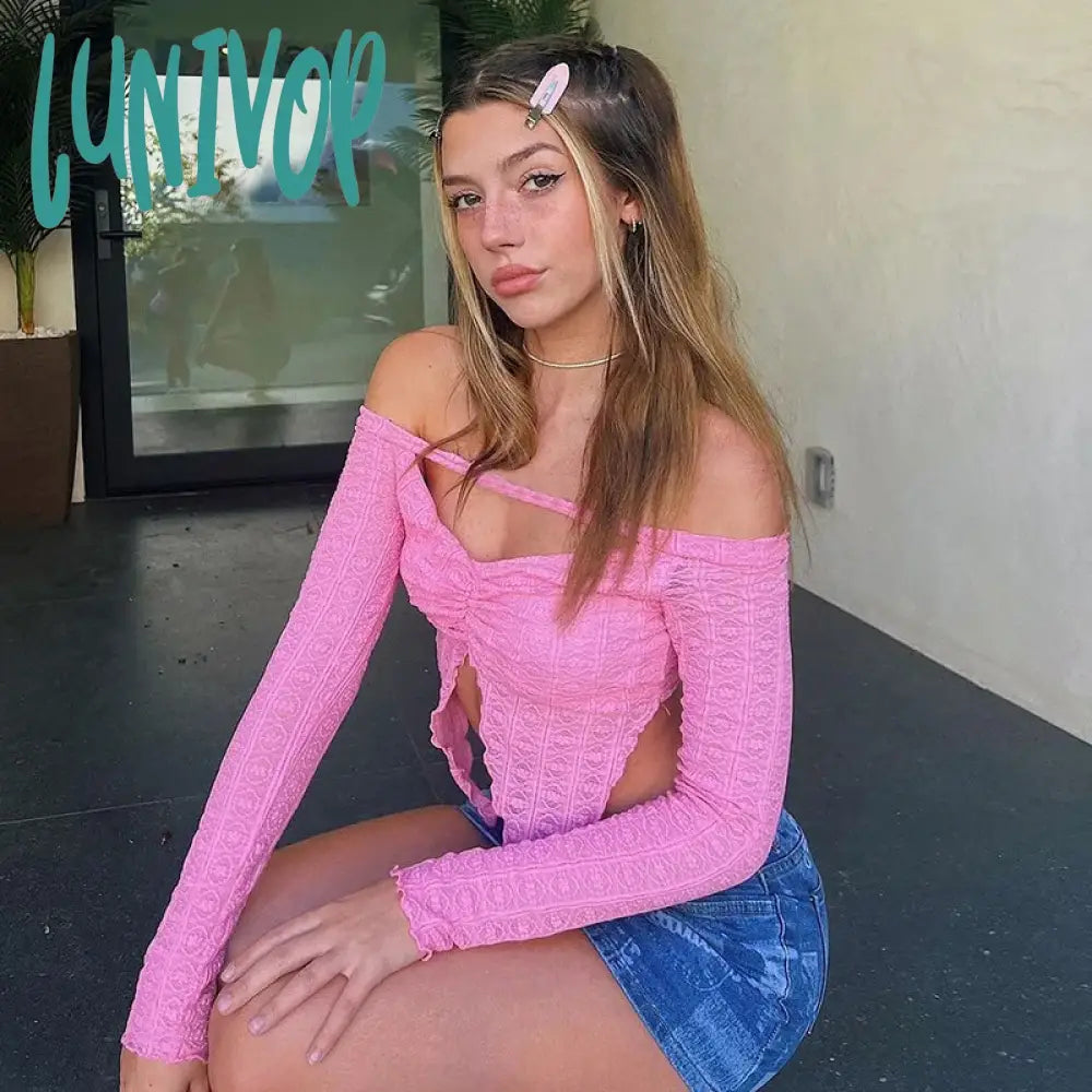 Lunivop Y2k Crop Top Long Sleeve Off The Shoulder Irregular Cut Out Cute Pink Lace T-shirts Streetwear Women Clothing Thin T-Shirt Open Front Quick Dry Lunivop Y2k Crop Top Long Sleeve Off The Shoulder Irregular Cut Out Cute Pink Lace T-shirts Streetwear Women Clothing Thin T-Shirt Open Front Quick Dry
