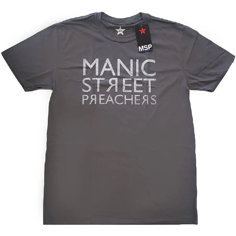 Manic Street Preachers | Official Band T-Shirt | Reversed Logo Rayon Velvet Corduroy