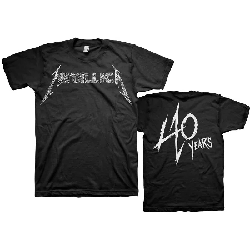 Metallica | Official Band T-Shirt | 40th Anniversary Songs Logo (Back Print) Boxy Fit Fitted Loose