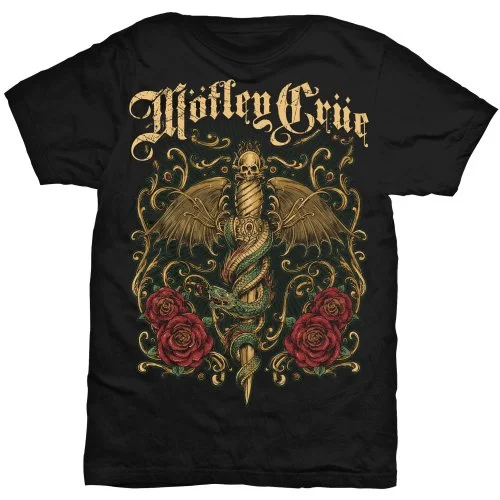 Motley Crue | Official Band T-shirt | Exquisite Dagger Jersey Fabric Tulle Fabric Batik Fabric