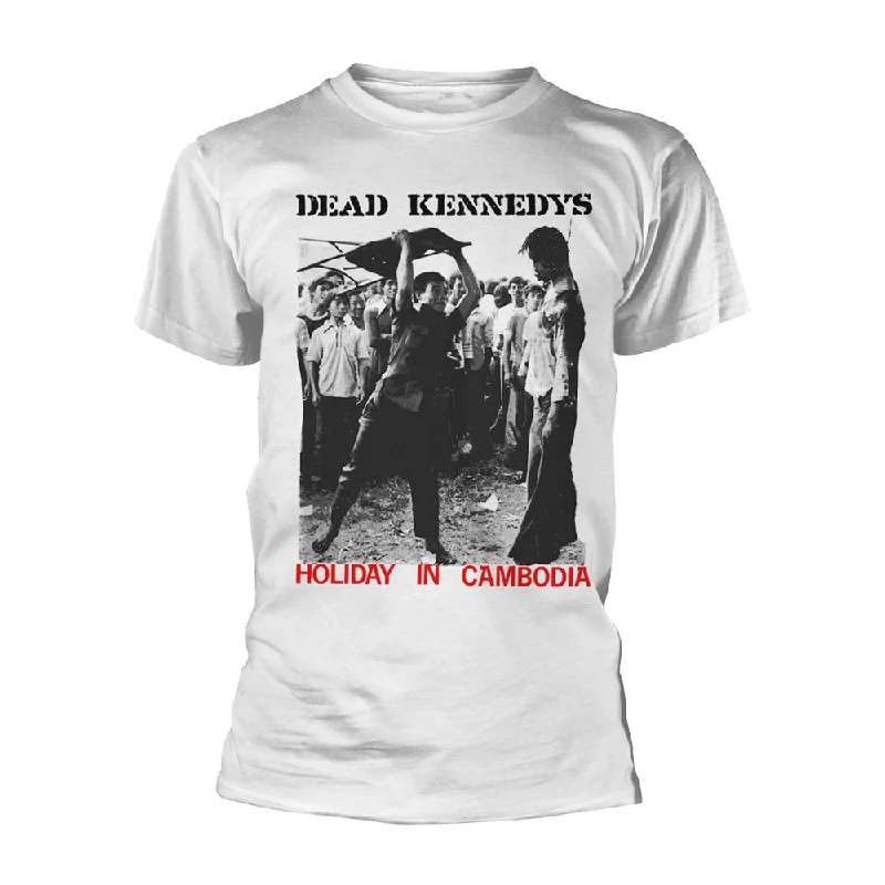 Dead Kennedys Unisex T-shirt: Holiday In Cambodia (White) Handmade Hand-knitted Hand-woven Dead Kennedys Unisex T-shirt: Holiday In Cambodia (White) Handmade Hand-knitted Hand-woven