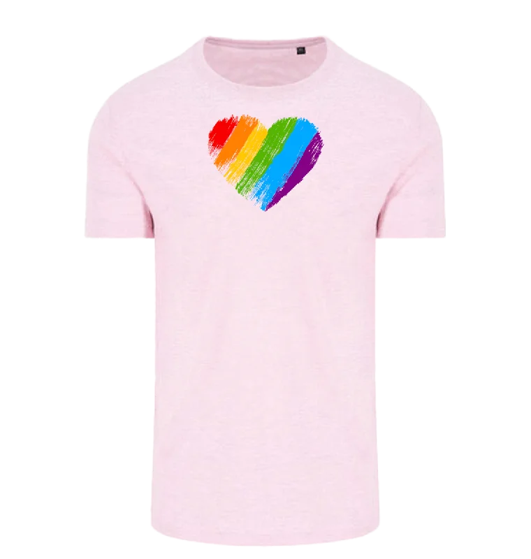 Rainbow Heart T-Shirt Welt Pockets Slit Pockets Flap Pockets