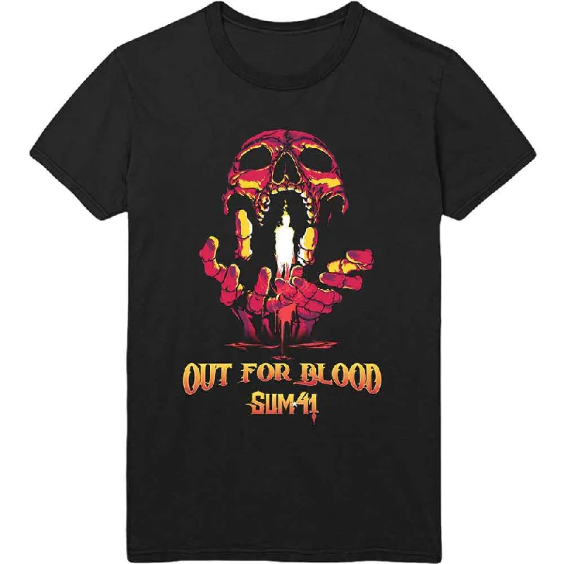 Sum 41 | Official Band T-Shirt | Out For Blood (Back Print) Silk Blend Satin Velvet