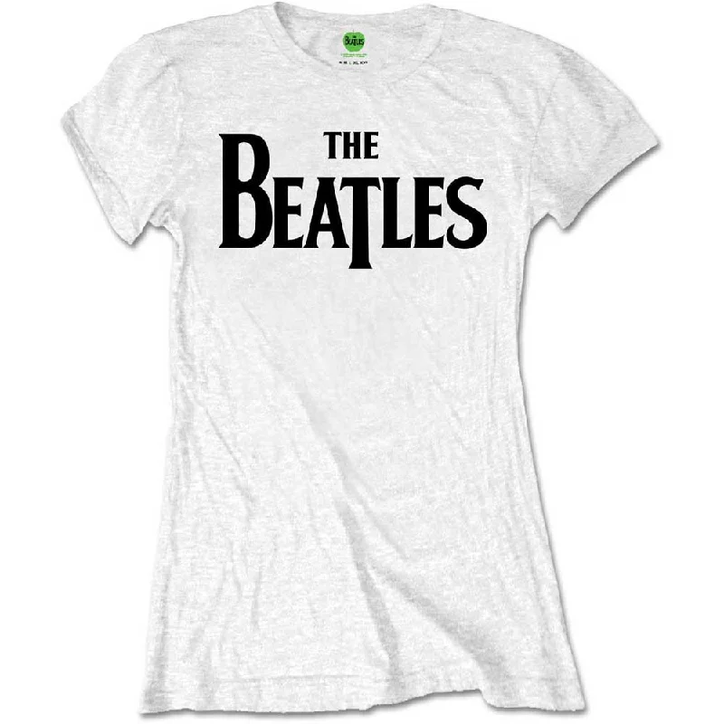 The Beatles Ladies T-Shirt: Drop T Logo Solid Print Embellished