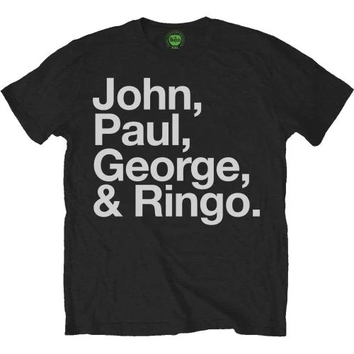 The Beatles | Official Band T-Shirt | John, Paul, George & Ringo Beaded Sequined Faux Fur