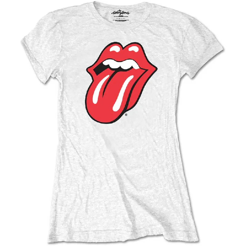 The Rolling Stones Ladies T-Shirt: Classic Tongue Collared Crew Neck Turtle Neck