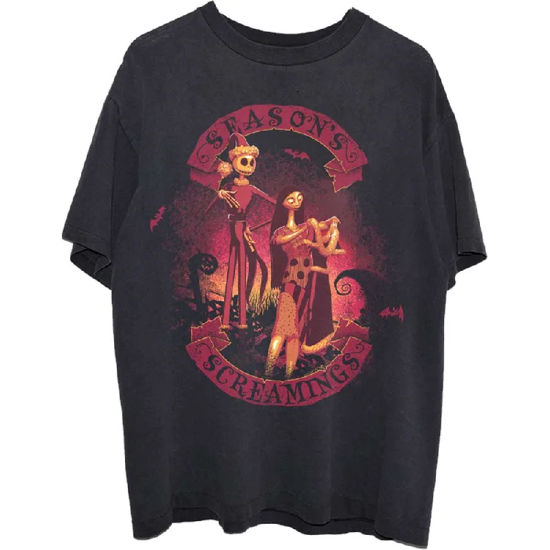 Disney | Official Band T-Shirt | The Nightmare Before Christmas Season's Screamings Solid Color Striped Floral Disney | Official Band T-Shirt | The Nightmare Before Christmas Season's Screamings Solid Color Striped Floral