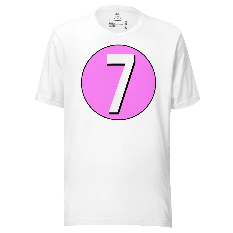 Unisex t-shirt: White on Pink 7 Front Pockets Side Pockets Patch Pockets